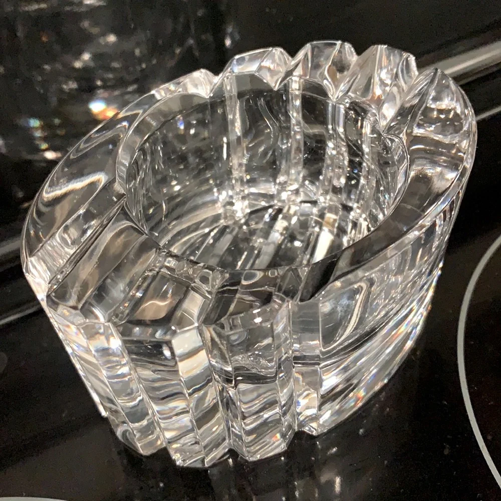 Mikasa Oval Crystal Candle Holder heavy clear crystal NWT